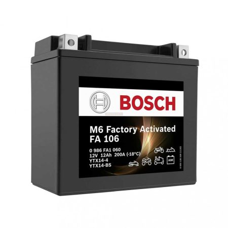 Bosch FA106 (M6 018, YTX14-4, YTX14-BS) gyárilag aktivált AGM motorakkumulátor, 12V 12Ah 200A