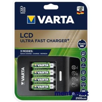   Varta elem akkumulátor töltő - LCD gyorstöltő + 4db. használatra kész 2100mAh AA