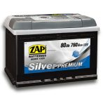 ZAP Silver Prémium 12V 80Ah akkumulátor jobb+