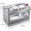 Varta Dynamic EFB - 12v 85ah - autó akkumulátor - jobb+ ázsia