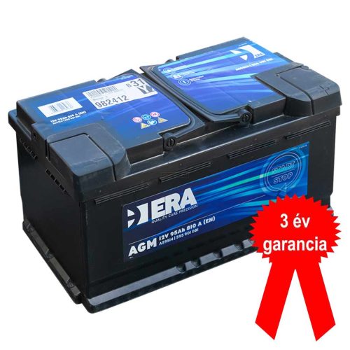Era AGM A59514 akkumulátor, 12V 95Ah 850A J+ EU, magas, 3 év garancia