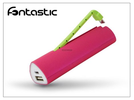 Fontastic PB2200 PowerBank hordozható akkumulátor töltő USB - micro USB csatlakozóval -  - 2200 mAh - rózsaszin/zöld