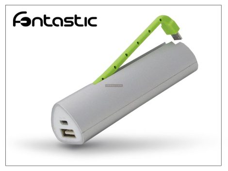 Fontastic PB2200 PowerBank hordozható akkumulátor töltő USB - micro USB csatlakozóval -  - 2200 mAh - ezüst/zöld