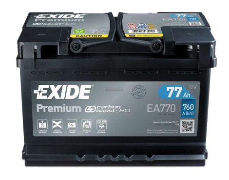12V 77Ah autó akkumulátor Exide Premium jobb+ 
