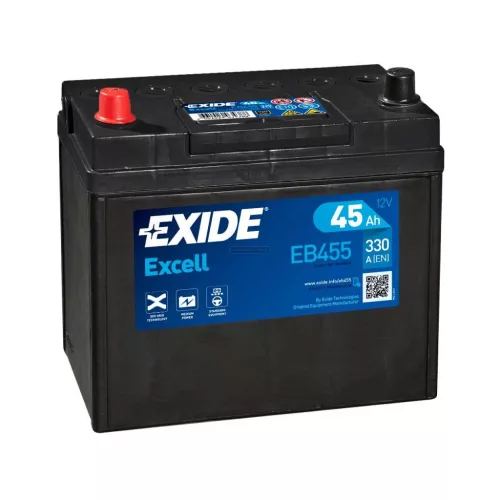 Exide Excell EB455 akkumulátor, 12V 45Ah 330A B+, japán