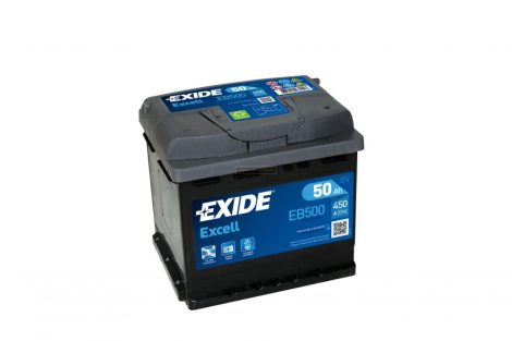 Exide Excell 12V 50Ah jobb+ autó akkumulátor EB500