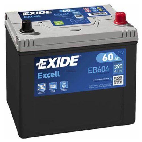 Exide Excell EB604 akkumulátor, 12V 60Ah 480A J+,  japán
