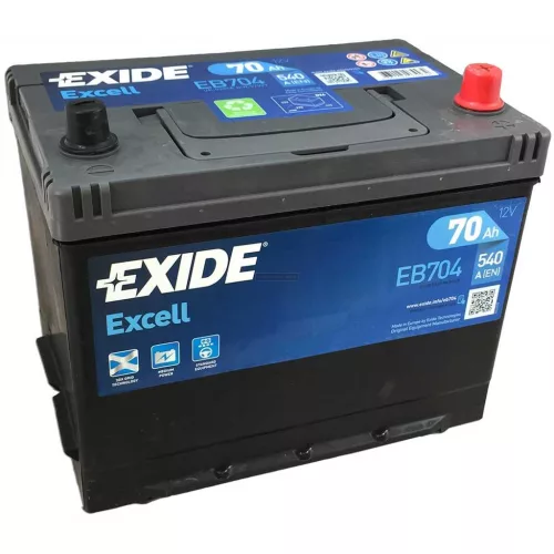 Exide Excell EB704 akkumulátor, 12V 70Ah 540A J+, japán