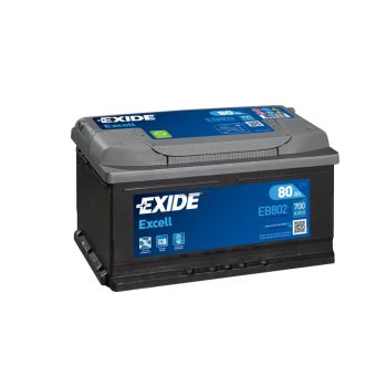 Exide Excell 12V 80Ah jobb+ autó akkumulátor EB802