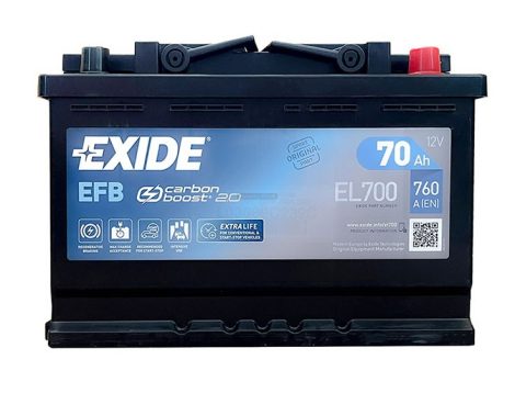 Exide 12V 70Ah Start-Stop akkumulátor EFB jobb+ EL700 760A