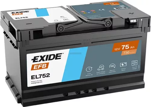 Exide EFB akkumulátor 12V 75Ah jobb+ 730A