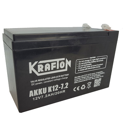 12V 7,2 zselés akkumulátor - Krafton (vékony sarus kivitel)