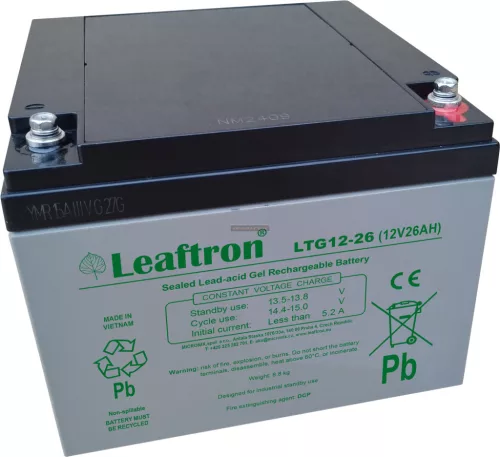 Zselés akkumulátor Leaftron LTG12-26 (12V/26Ah)