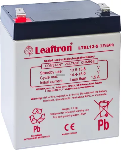Zselés akkumulátor Leaftron LTXL12-5 T2 (12V 5Ah)