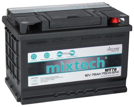 Mixtech 12V 78Ah jobb+ autó akkumulátor