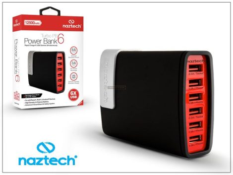 Naztech Turbo Powerbank 12500mAh-Vörös/Fekete