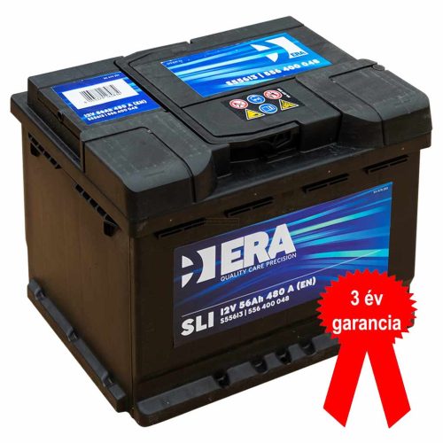ERA SLI S55613 akkumulátor, 12V 56Ah 480A J+ EU, magas, 3 év garancia