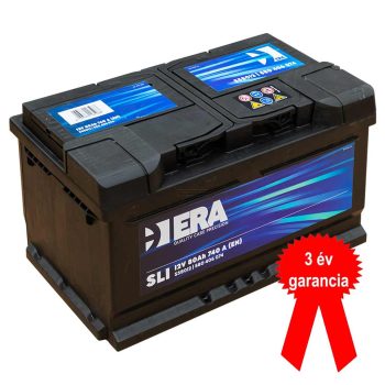   ERA SLI S58012 akkumulátor, 12V 80Ah 740A J+ EU, alacsony, 3 év garancia