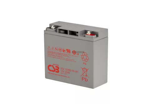 Zselés akkumulátor CSB XTV12200F2FR-WT (12V/20Ah)