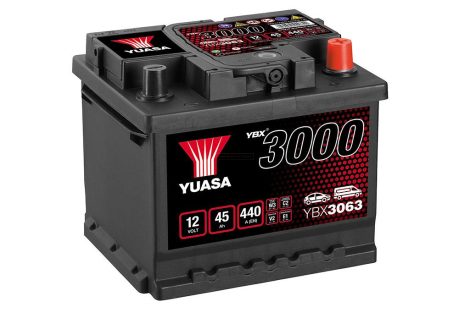 Yuasa SMF YBX3063 akkumulátor, 12V 45Ah 440A J+ EU, alacsony
