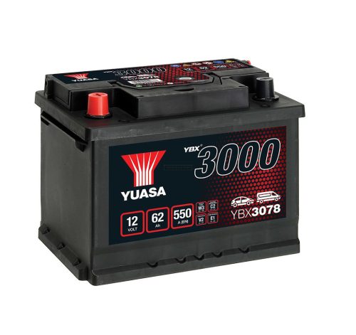 Yuasa SMF YBX3078 akkumulátor, 12V 62Ah 550A B+ EU, magas