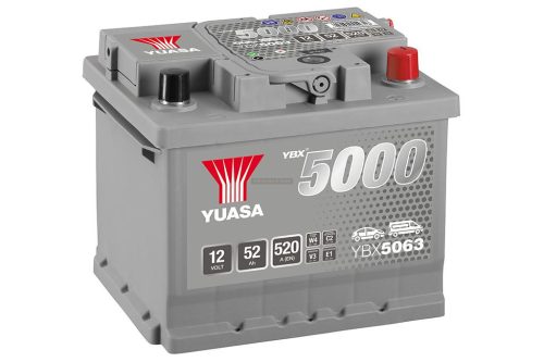 Yuasa Silver High Performance SMF YBX5063 akkumulátor, 12V 52Ah 520A J+ EU, alacsony