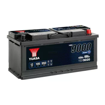   Yuasa AGM Start Stop Plus YBX9020 akkumulátor, 12V 105Ah 950A J+ EU, magas