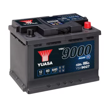   Yuasa AGM Start Stop Plus YBX9027 akkumulátor, 12V 60Ah 640A J+ EU, magas