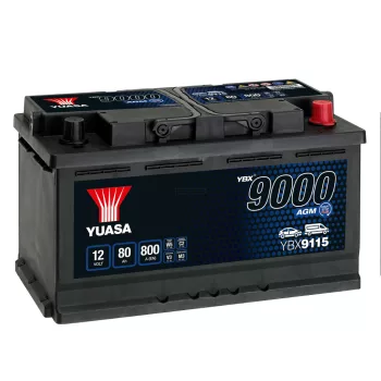   Yuasa AGM Start Stop Plus YBX9115 akkumulátor, 12V 80Ah 800A J+ EU, magas