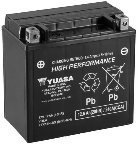 Yuasa YTX14H-BS motor akkumulátor, 12V 12Ah AGM karbantartásmentes