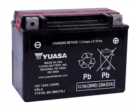 YTX15L-BS Yuasa motor akkumulátor 12V 13Ah 230A jobb+