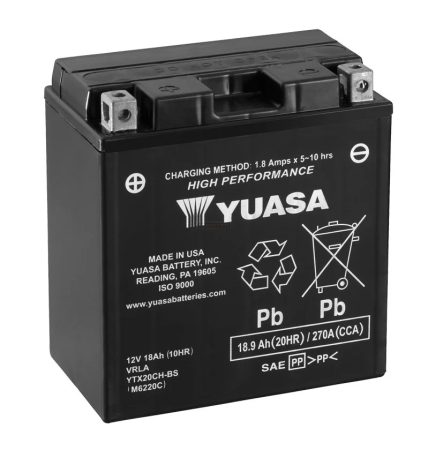 YTX20CH-BS Yuasa motor akkumulátor 12V 18Ah 270A bal+